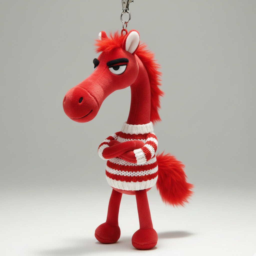 Merész ló - Piros és fehér szívvel Kulcstartó