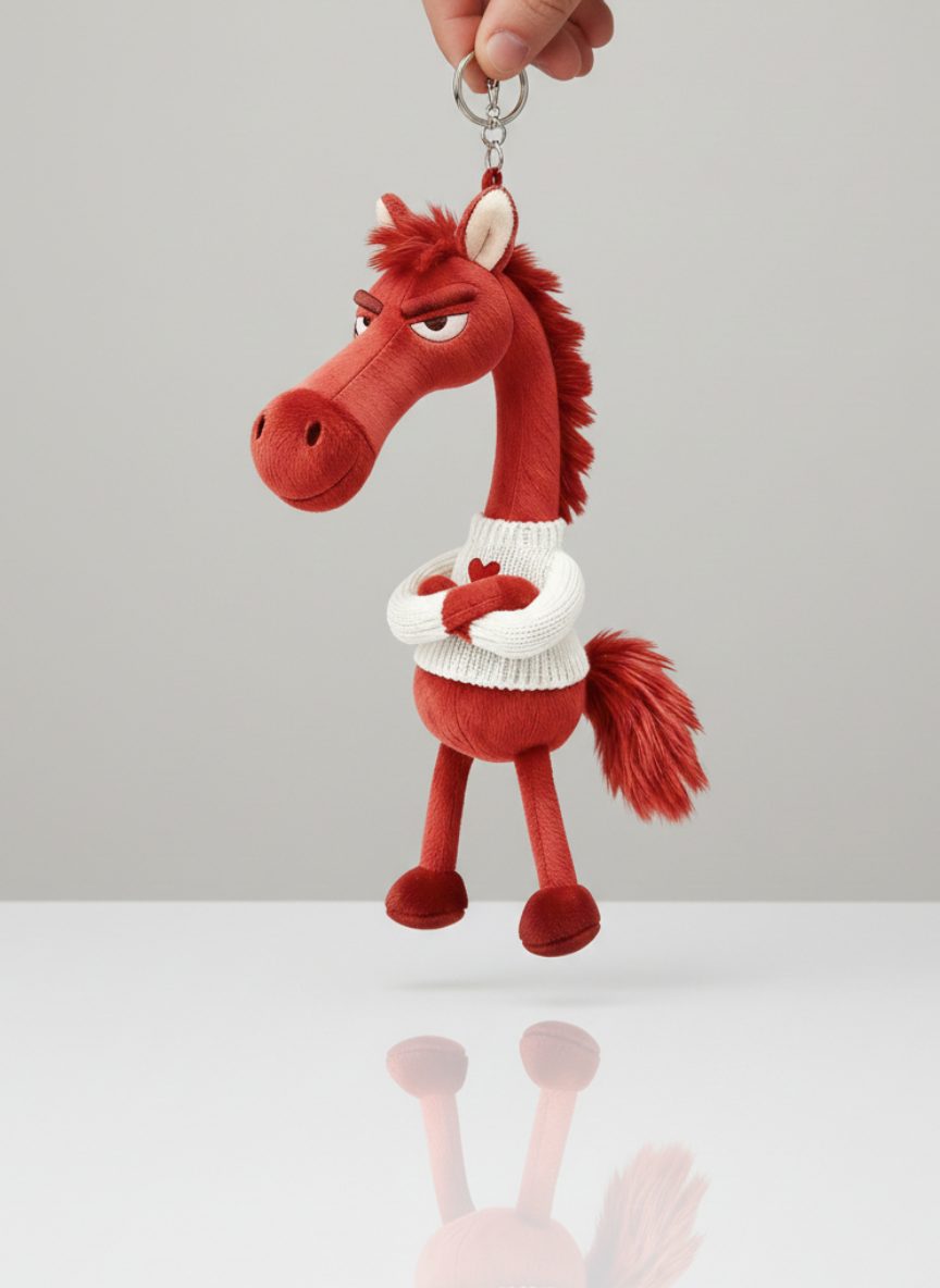 Merész ló - Piros és fehér szívvel Kulcstartó