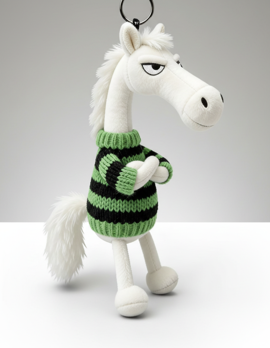 Merész ló - Fehér és zöld Kulcstartó