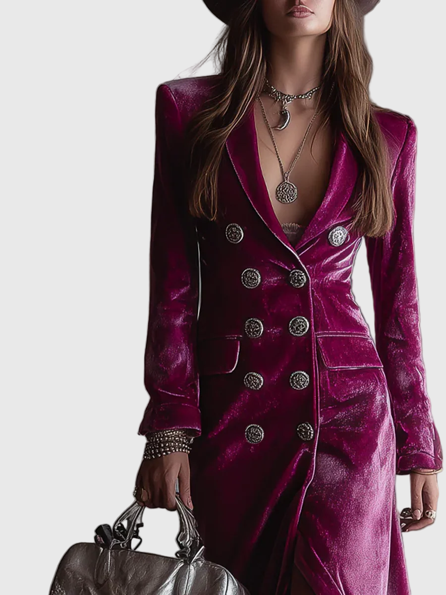 Amélia | Velúr zakó-ruha elegáns stílus